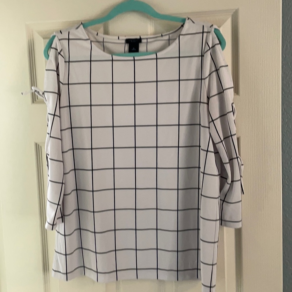 Black and White Ann Taylor Career Top